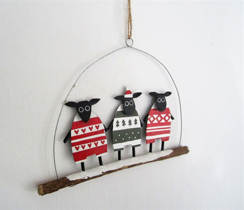 3 Sheepies in Christmas Jumpers - Christmas Decoration